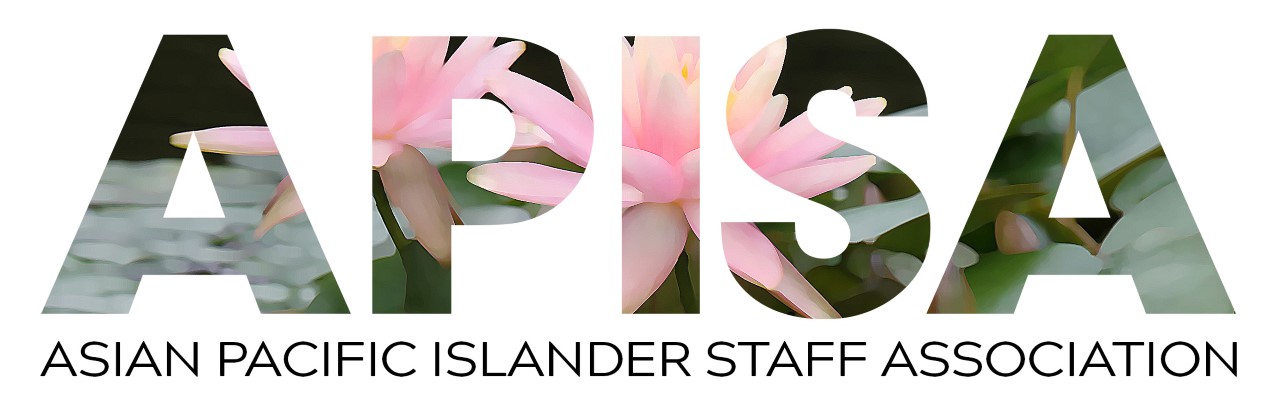 Asian Pacific Islander Staff Association logo: Letters APISA are filled in with pink flowers