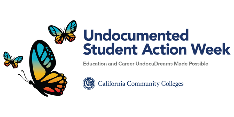 graphic with butterflies and Undocumented Student Action week 